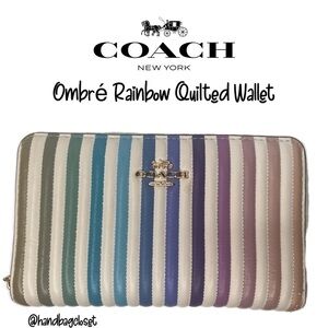 COACH RAINBOW MEDIUM ZIP AROUND WALLET WITH OMBRE QUILTING (COACH 91197)